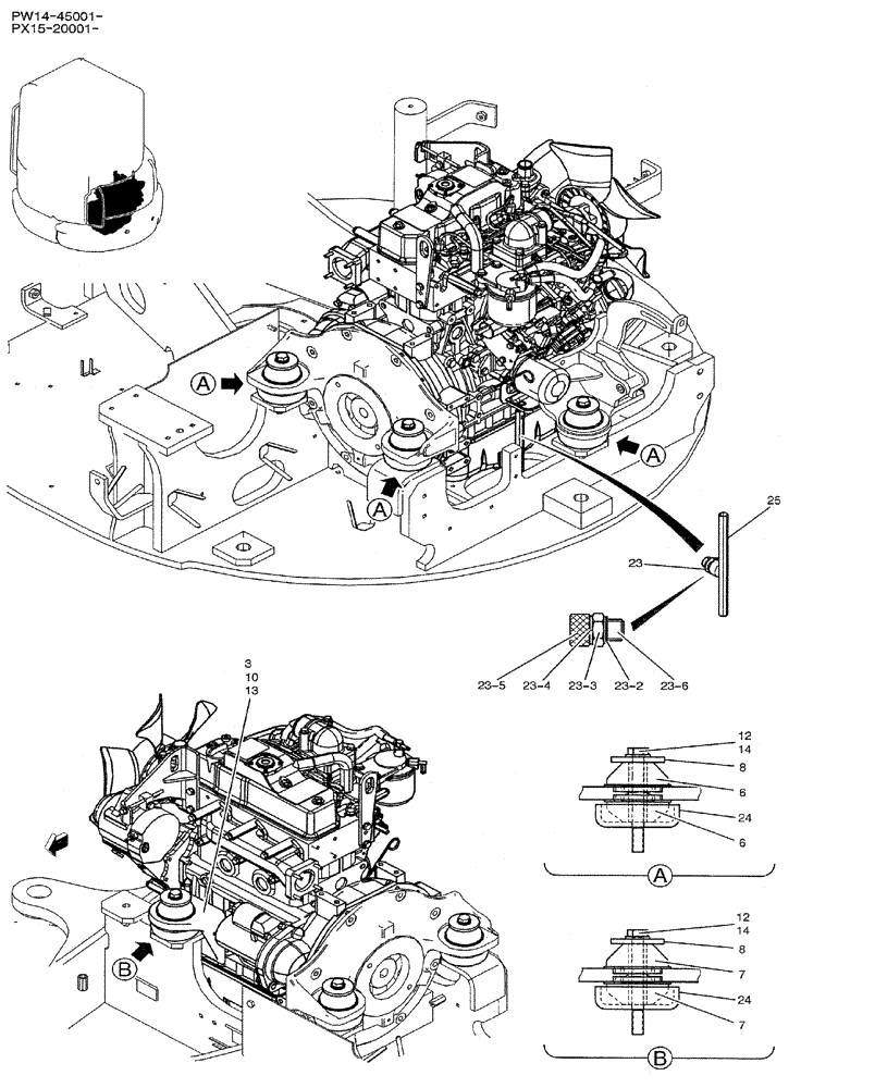 Схема запчастей Case CX31B - (05-002) - ENGINE INSTAL (10) - ENGINE