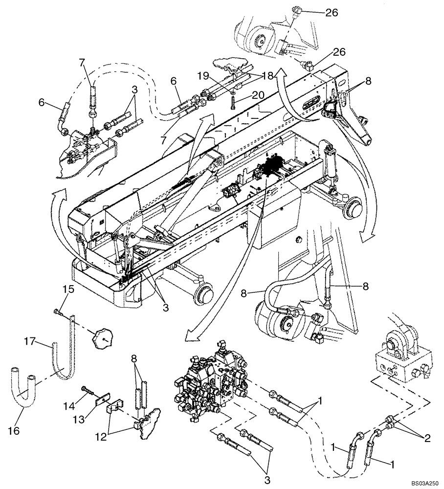 Схема запчастей Case 688G - (8-28A) - FRAME LEVEL & FORK TILT (SERIES 2 ASN 686G JFE0000705; 686GXR JFE0001847; 688G JFE0003612) (08) - HYDRAULICS