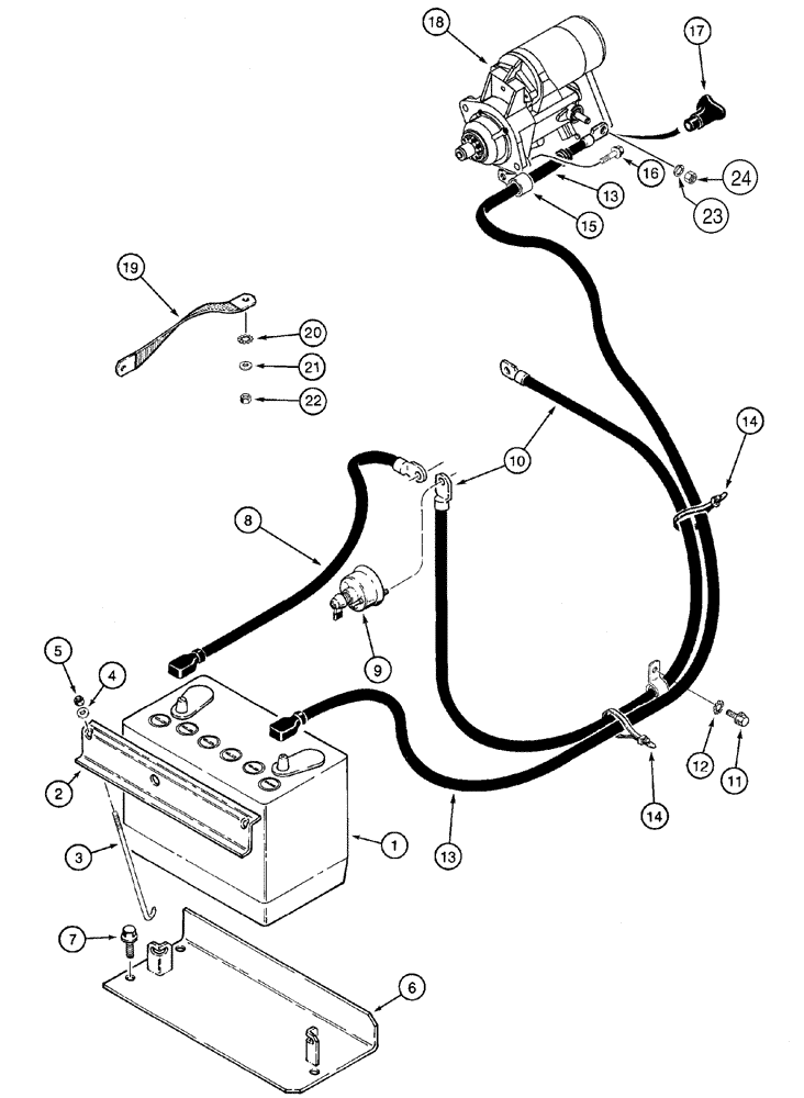 Схема запчастей Case 1150H - (04-04) - BATTERY AND BATTERY CABLES - STARTER (04) - ELECTRICAL SYSTEMS