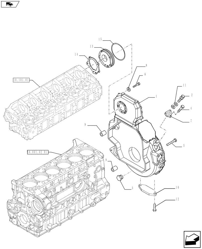 Схема запчастей Case F3AE0684S E913 - (10.102.02) - FLYWHEEL CASE (504170226) (10) - ENGINE