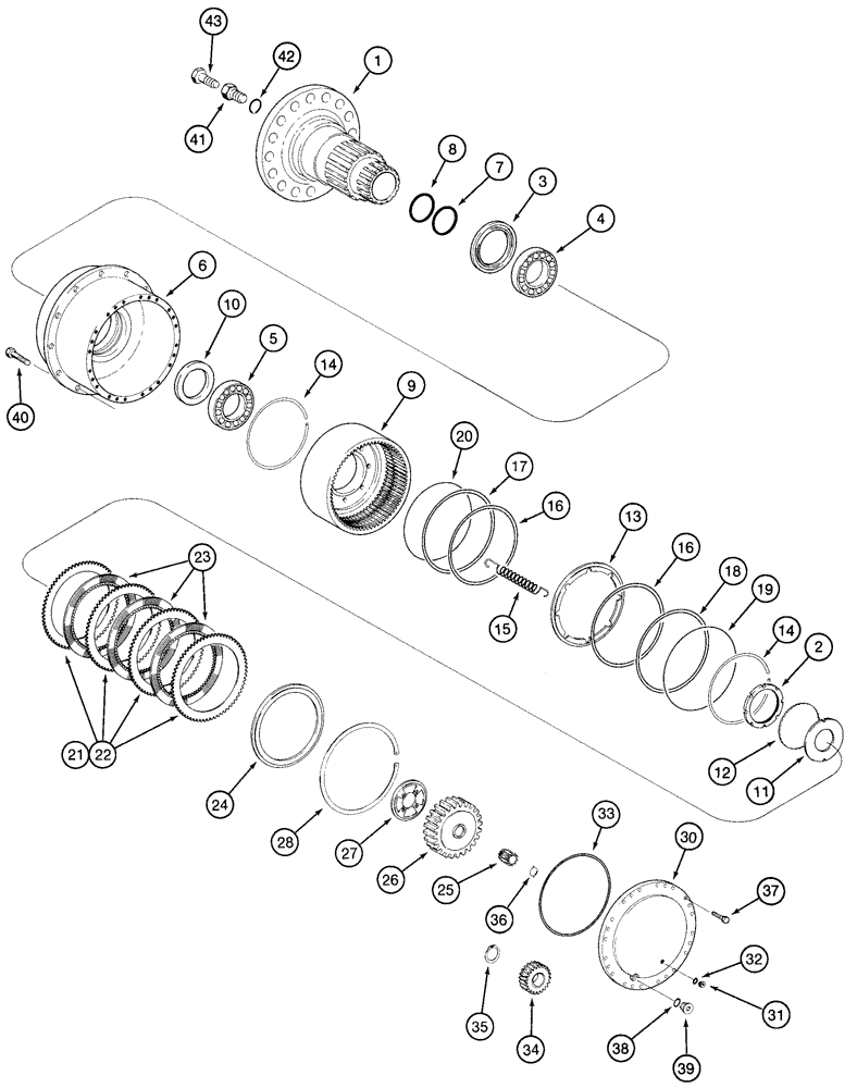 Схема запчастей Case 621C - (06-080) - AXLE, REAR HUB, DISC BRAKES AND PLANETARY BSN JEE0123545 (06) - POWER TRAIN