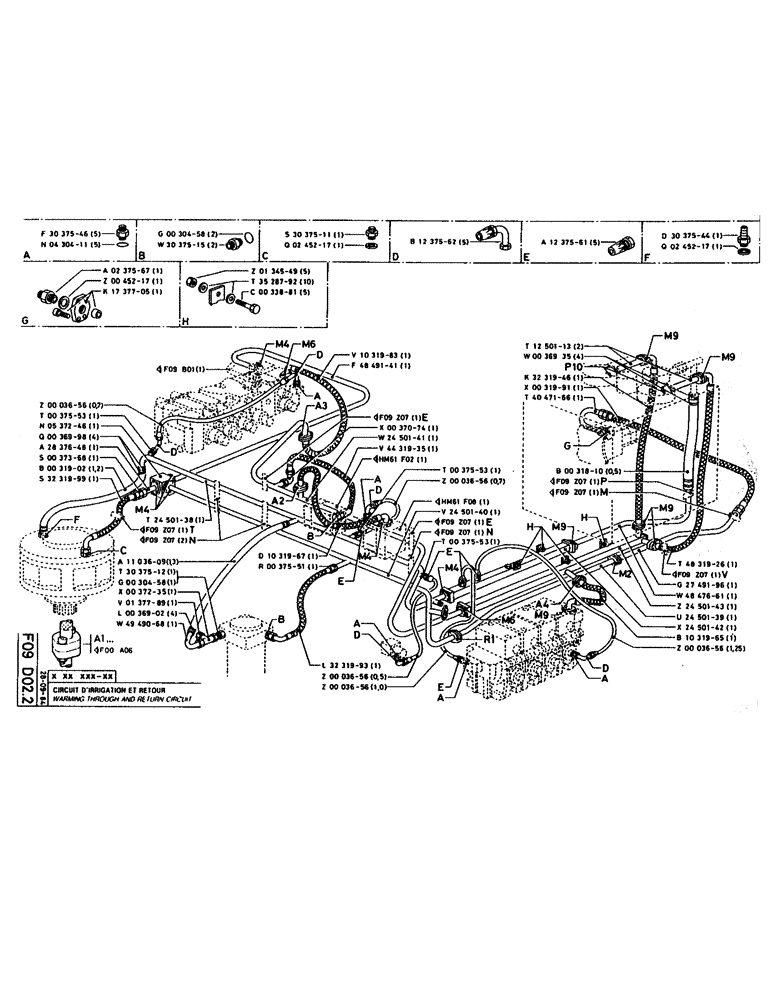 Схема запчастей Case 160CL - (109) - WARMING THROUGH AND RETURN CIRCUIT (07) - HYDRAULIC SYSTEM