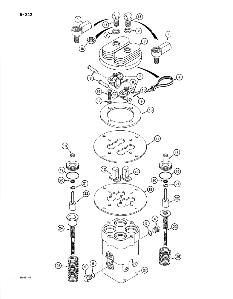 Схема запчастей Case 1080B - (8-242) - HAND AND FOOT CONTROL VALVES (08) - HYDRAULICS