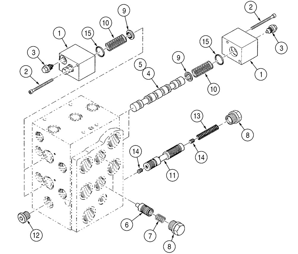 Схема запчастей Case 521D - (08-21) - VALVE ASSY - PISTON AXIS (08) - HYDRAULICS