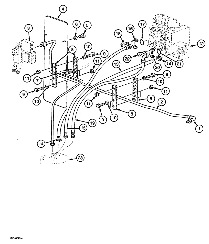 Схема запчастей Case 688 - (8-068) - SWIVEL HYDRAULIC CIRCUIT, P.I.N. FROM 74123 TO 74284 (08) - HYDRAULICS