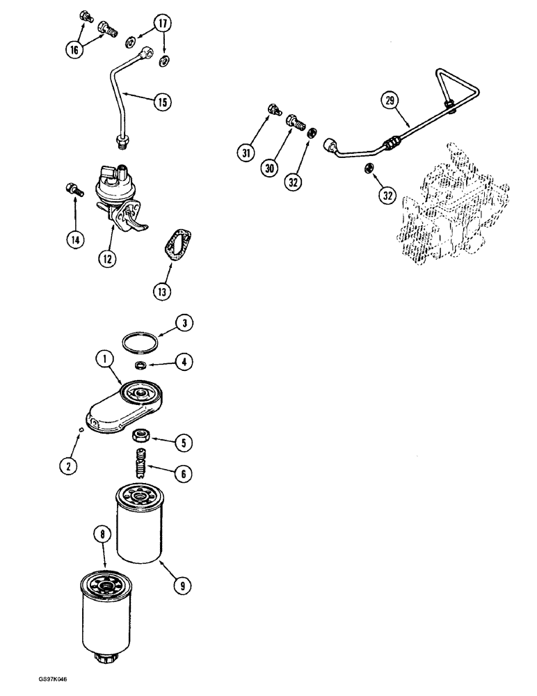 Схема запчастей Case 888 - (3-10) - FUEL FILTER AND LIFT PUMP, 6T-590 DIESEL ENGINE (03) - FUEL SYSTEM