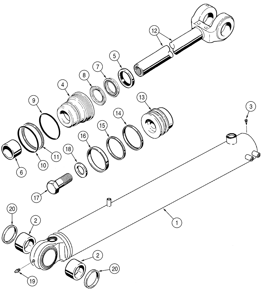 Схема запчастей Case 521D - (08-30) - CYLINDER ASSY - LOADER BUCKET (08) - HYDRAULICS