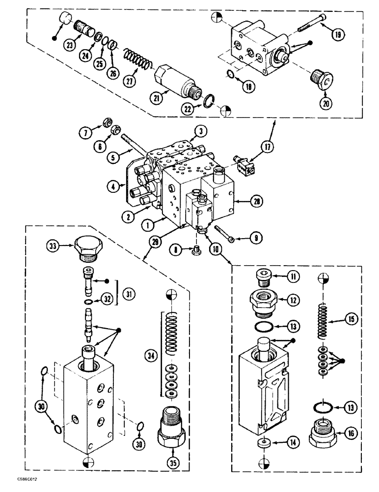 Схема запчастей Case 688BCK - (7-12) - TRAVEL CONTROL VALVE - TWO-SPEED, 688B CK (120301-) (07.1) - UNDERCARRIAGE HYDRAULICS