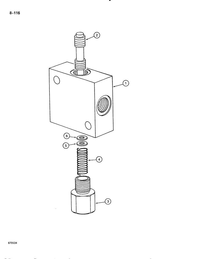 Схема запчастей Case 888 - (8-116) - PRESSURE REGULATING VALVE, P.I.N. FROM 74163 TO 74418, 15201 TO 15262 (08) - HYDRAULICS