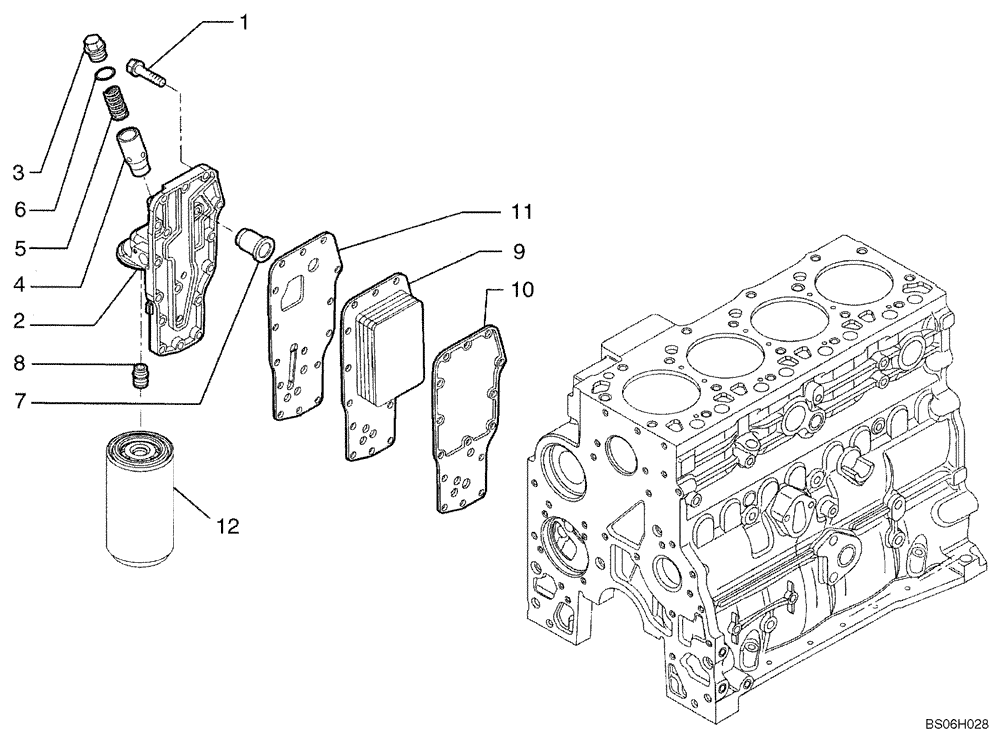 Схема запчастей Case 650K - (02-34) - OIL FILTER AND COOLER (02) - ENGINE