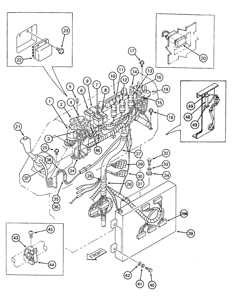 Схема запчастей Case 9040 - (4-18) - RIGHT-HAND CONSOLE AND HARNESS (04) - ELECTRICAL SYSTEMS