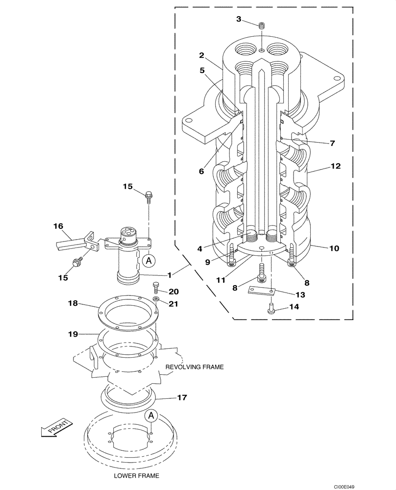 Схема запчастей Case CX160 - (08-58) - HYDRAULICS - JOINT, SWIVEL CENTER; P.I.N DAC0716098 - DAC0716594 (08) - HYDRAULICS