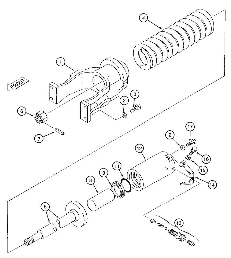 Схема запчастей Case 9050B - (5-014) - TRACK ADJUSTER, MODELS WITHOUT TIMBER KING (05) - STEERING