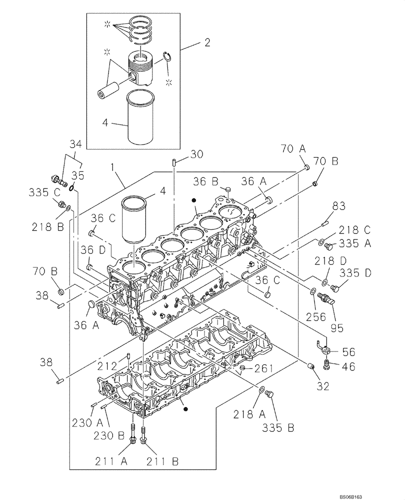 Схема запчастей Case CX700 - (02-012-01[01]) - CYLINDER BLOCK (02) - ENGINE