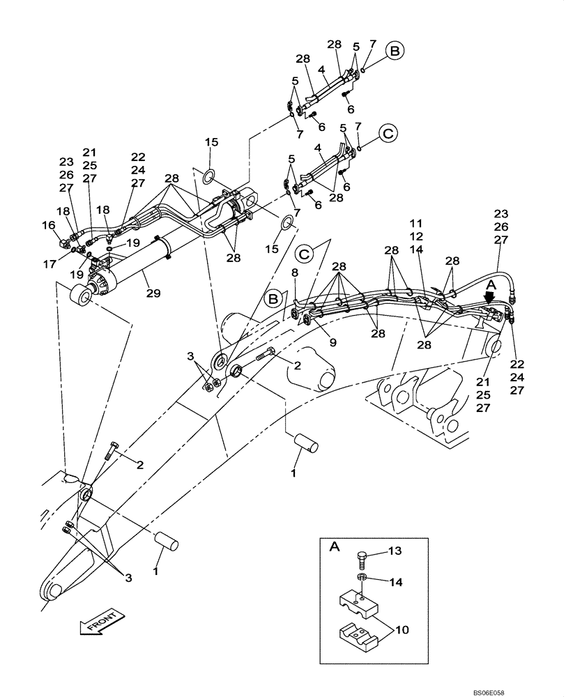 Схема запчастей Case CX800 - (08-019-00[01]) - HYDRAULIC CIRCUIT - DIPPER CYLINDER - BOOM (8.40 M) - (WITH VALVE, PRESSURE RELIEF) (08) - HYDRAULICS