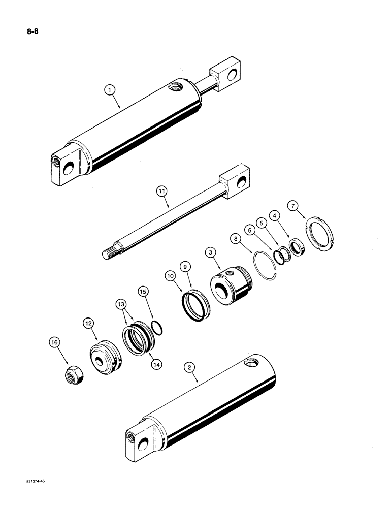 Схема запчастей Case MAXI-SNEAKER C - (8-08) - BACKFILL BLADE ANGLE AND LIFT, AND TRENCHER BOOM LIFT CYLINDER (08) - HYDRAULICS