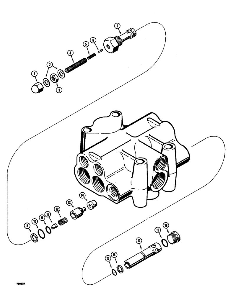 Схема запчастей Case 350B - (216) - W16129 MAIN RELIEF VALVE, *ALL MODELS EXCEPT DOZER MODELS W/ A BACKHOE (07) - HYDRAULIC SYSTEM