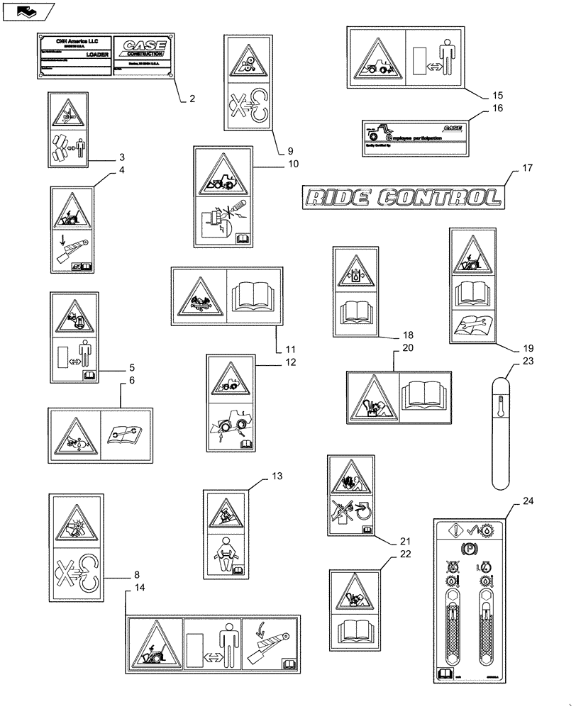 Схема запчастей Case 1021F - (90.108.05) - DECALS - INTERNATIONAL (90) - PLATFORM, CAB, BODYWORK AND DECALS