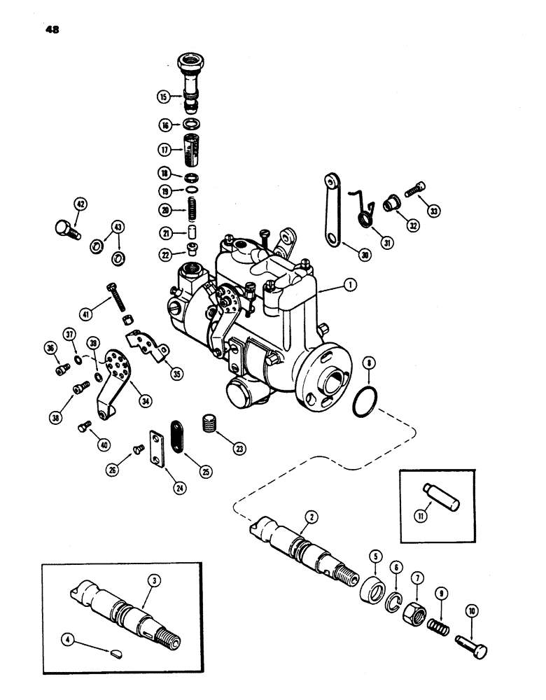 Схема запчастей Case 450 - (048) - A51047 INJECTION PUMP, (188) DIESEL ENGINE, 1ST USED ENG. S.N. 2617460 (02) - FUEL SYSTEM