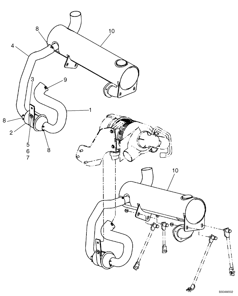 Схема запчастей Case 435 - (02-03A) - EXHAUST SYSTEM, ASPIRATOR (02) - ENGINE