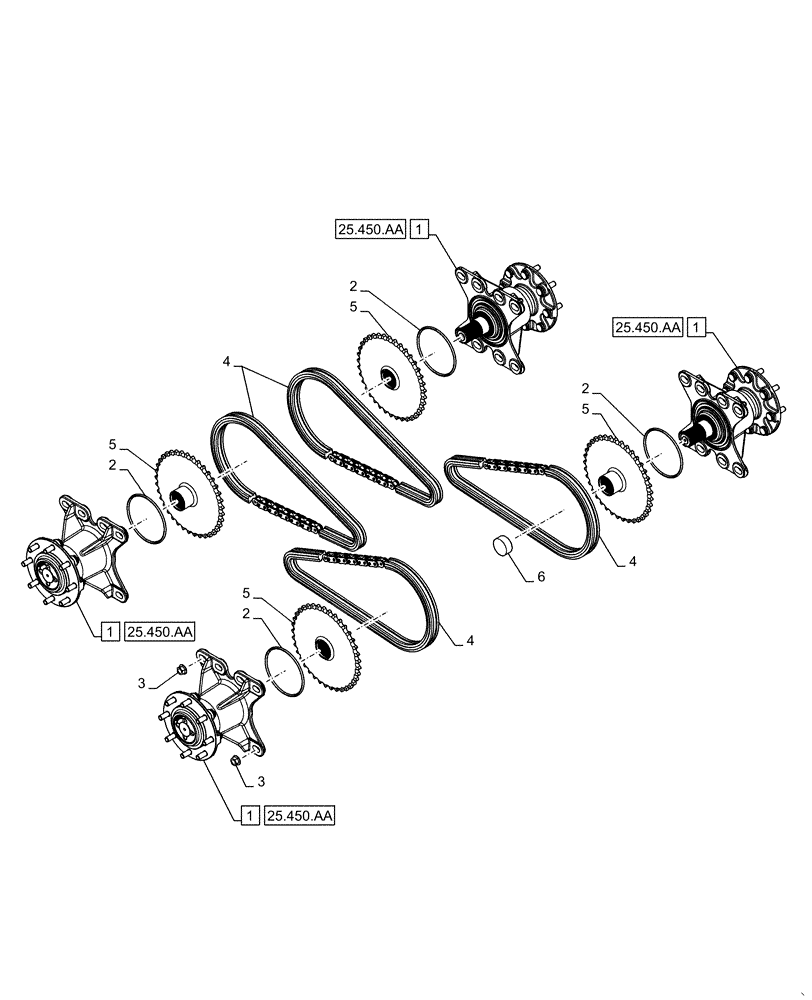 Схема запчастей Case SR150 - (25.450.AC) - POWER TRAIN (SR130,SR150) (25) - FRONT AXLE SYSTEM