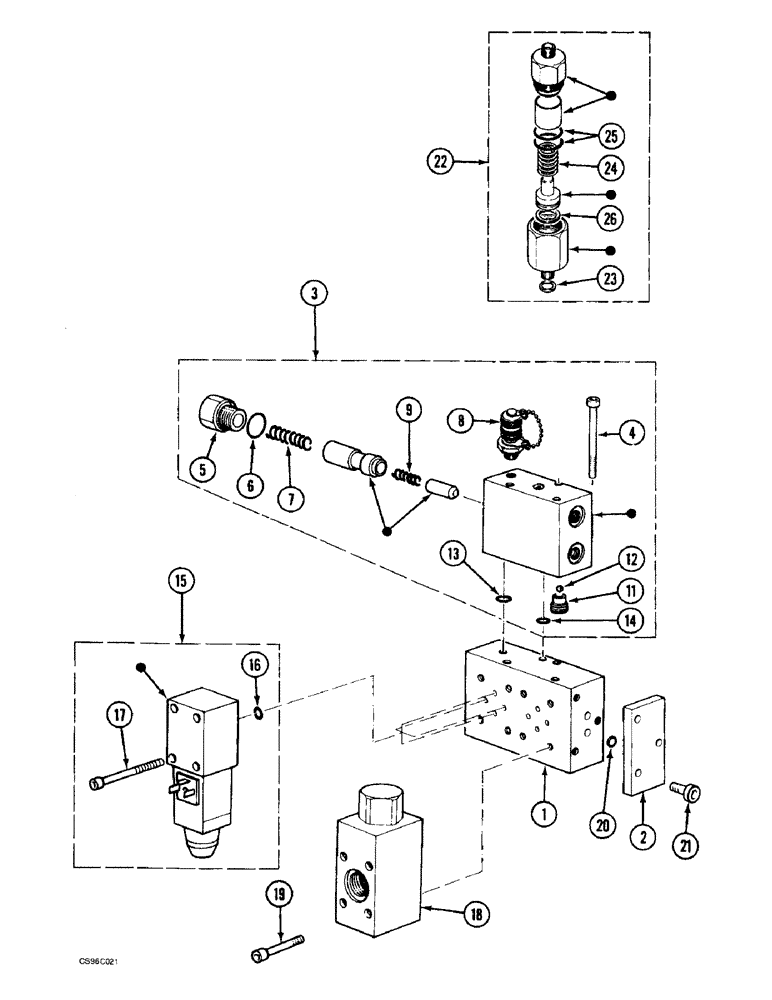 Схема запчастей Case 688BCK - (8C-32) - SELECTOR BLOCK, 688B CK (120301-) (07) - HYDRAULIC SYSTEM