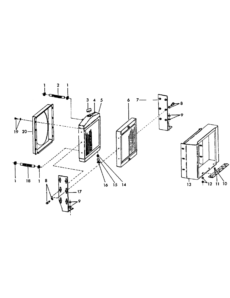 Схема запчастей Case 40EC - (C18) - RADIATOR, OIL COOLER, AND MOUNTING PART FOR GMC 4-71 (01) - ENGINE