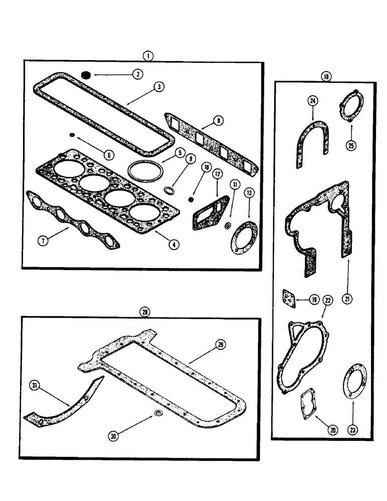 Схема запчастей Case 480CK - (021A) - ENGINE GASKET KITS, (188) DIESEL ENGINE, USED ENGINE SERIAL NUMBERS 2639536 TO 2656844 