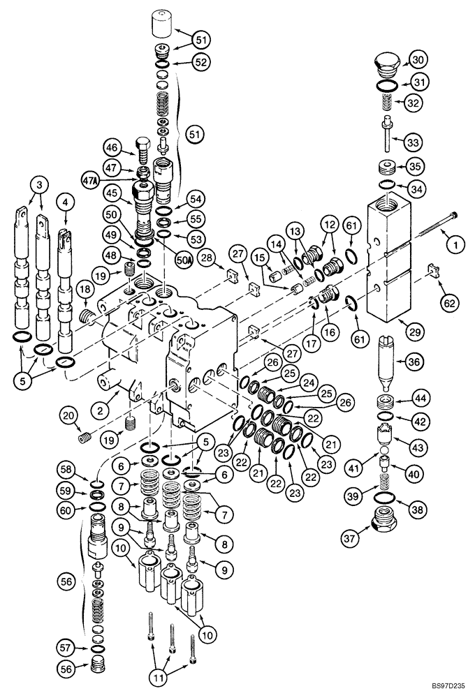 Схема запчастей Case 40XT - (08-45) - VALVE, CONTROL - BACKHOE (D125) (08) - HYDRAULICS