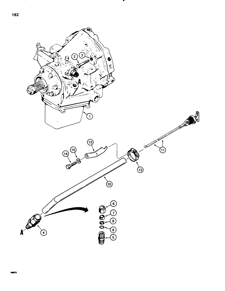 Схема запчастей Case 580SE - (182) - POWER SHUTTLE MOUNTING AND DIPSTICK (06) - POWER TRAIN