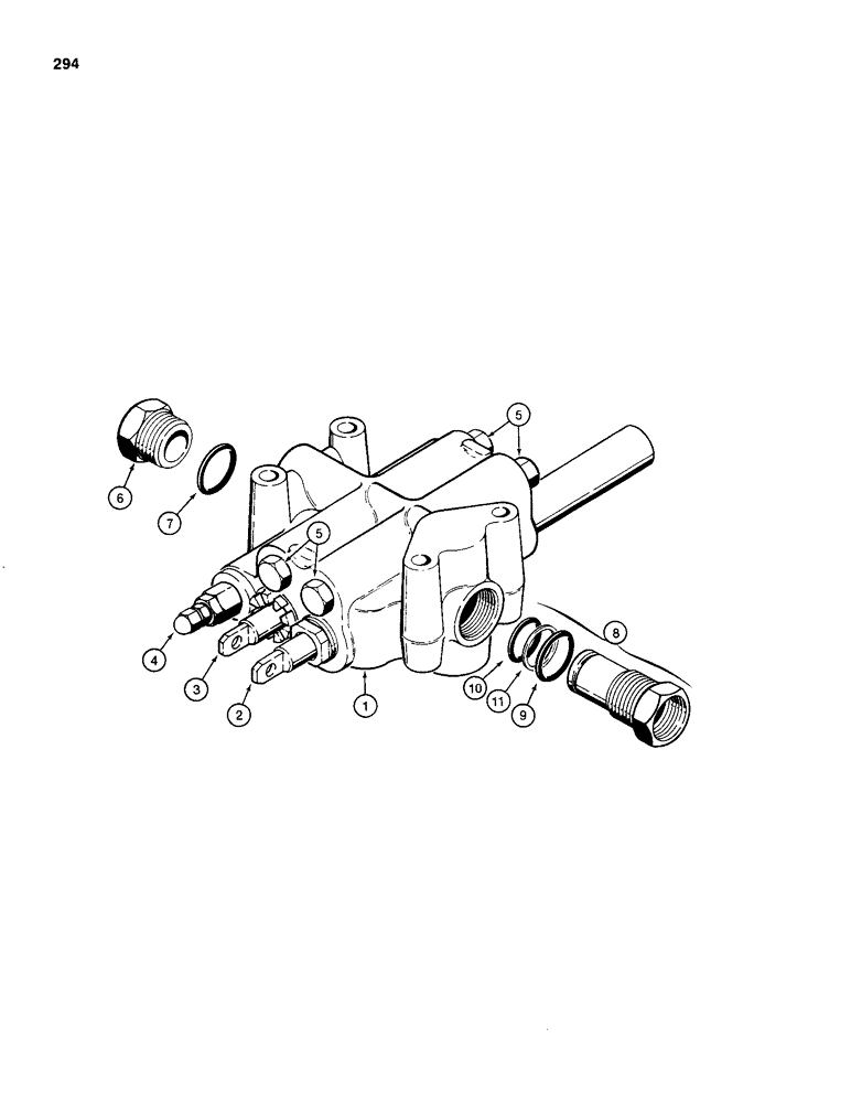 Схема запчастей Case 480C - (294) - PARKER LOADER CONTROL VALVE, USED ON MODELS WITH SINGLE CONTROL LEVER (35) - HYDRAULIC SYSTEMS