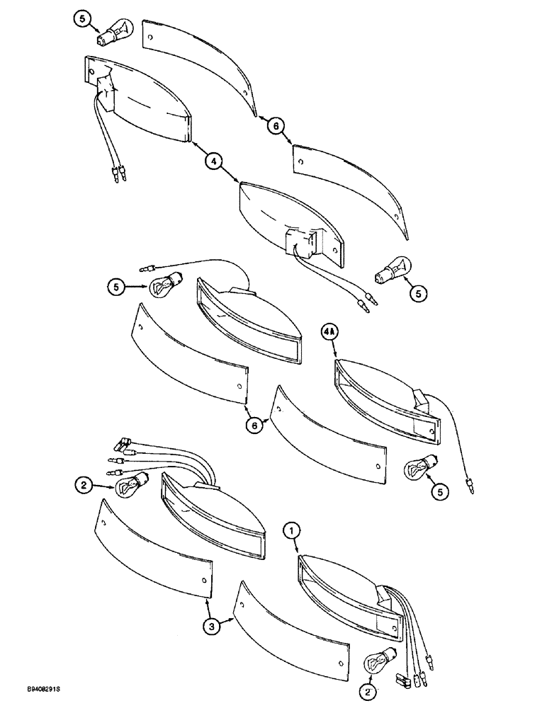 Схема запчастей Case 580SL - (4-38) - CAB TRACTOR LAMPS, STOP AND TAIL LAMPS, AND TURN SIGNAL AND FLASHER LAMPS (04) - ELECTRICAL SYSTEMS