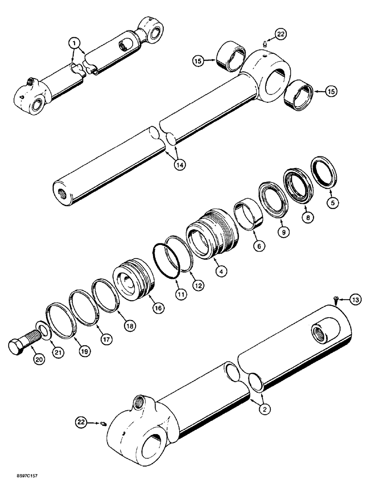 Схема запчастей Case 580SL - (8-168) - BACKHOE BUCKET CYLINDER, (TUBE GREASE FITTING 15 DEGREES ABOVE CENTER) (08) - HYDRAULICS