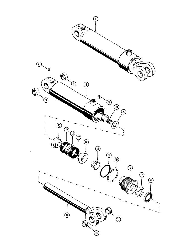 Схема запчастей Case 680CK - (253A) - G33555 LOADER HYDRA-LEVELING CYLINDER, 3" DIA. CYLINDER WITH 7 1/4 STROKE GLAND W/ INNER WIPER (35) - HYDRAULIC SYSTEMS