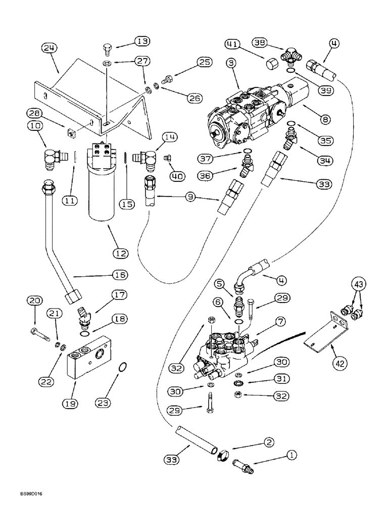 Схема запчастей Case 1838 - (8-16) - HYDROSTATIC DRIVE HYDRAULIC CIRCUIT, HYDRAULIC TANK TO LOADER CONTROL VALVE & TANDEM PUMP (08) - HYDRAULICS