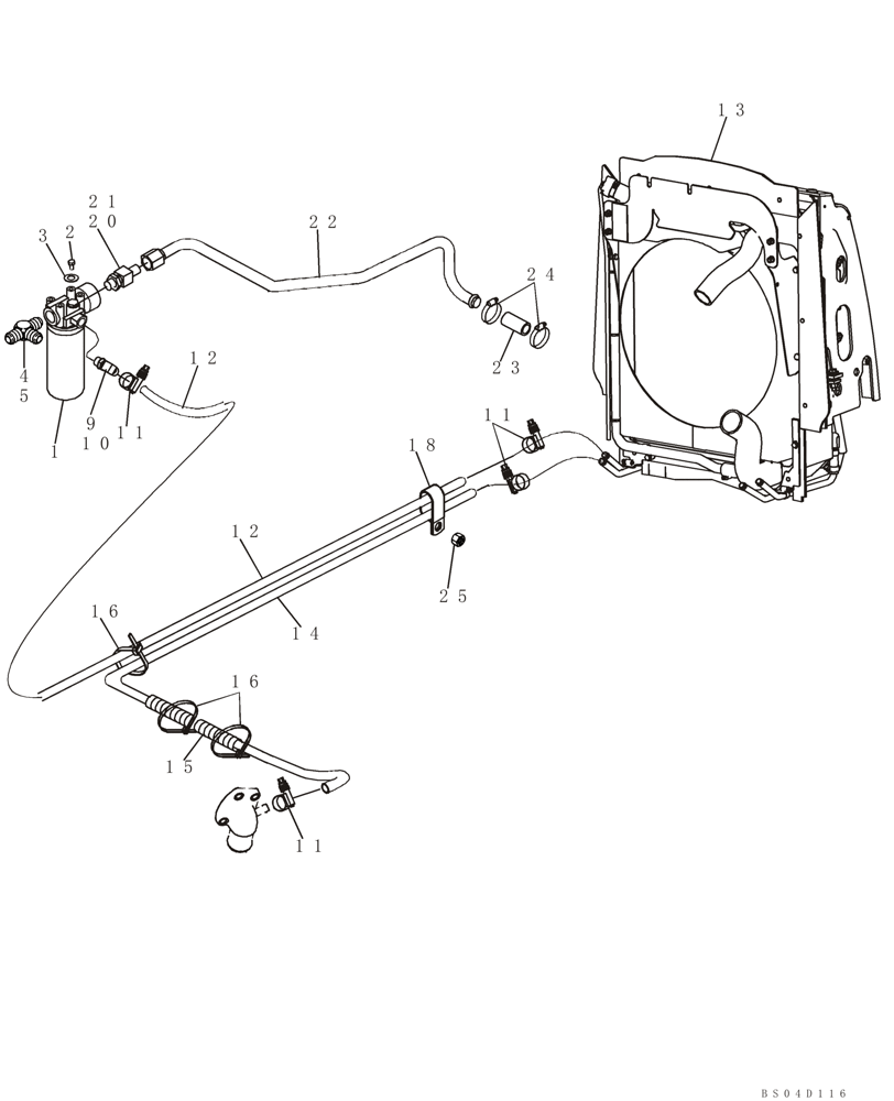 Схема запчастей Case 580SM - (08-03) - HYDRAULICS - COOLER, RETURN LINES AND FILTER (08) - HYDRAULICS