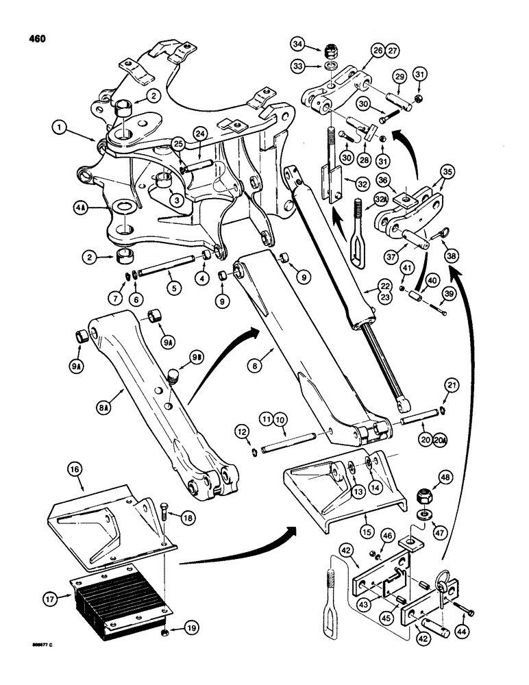 Схема запчастей Case 580D - (460) - BACKHOE MOUNTING FRAME AND STABILIZERS (09) - CHASSIS/ATTACHMENTS