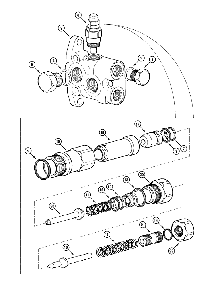 Схема запчастей Case 845 DHP - (08-106[01]) - DISTRIBUTOR - INPUT VALVE (08) - HYDRAULICS