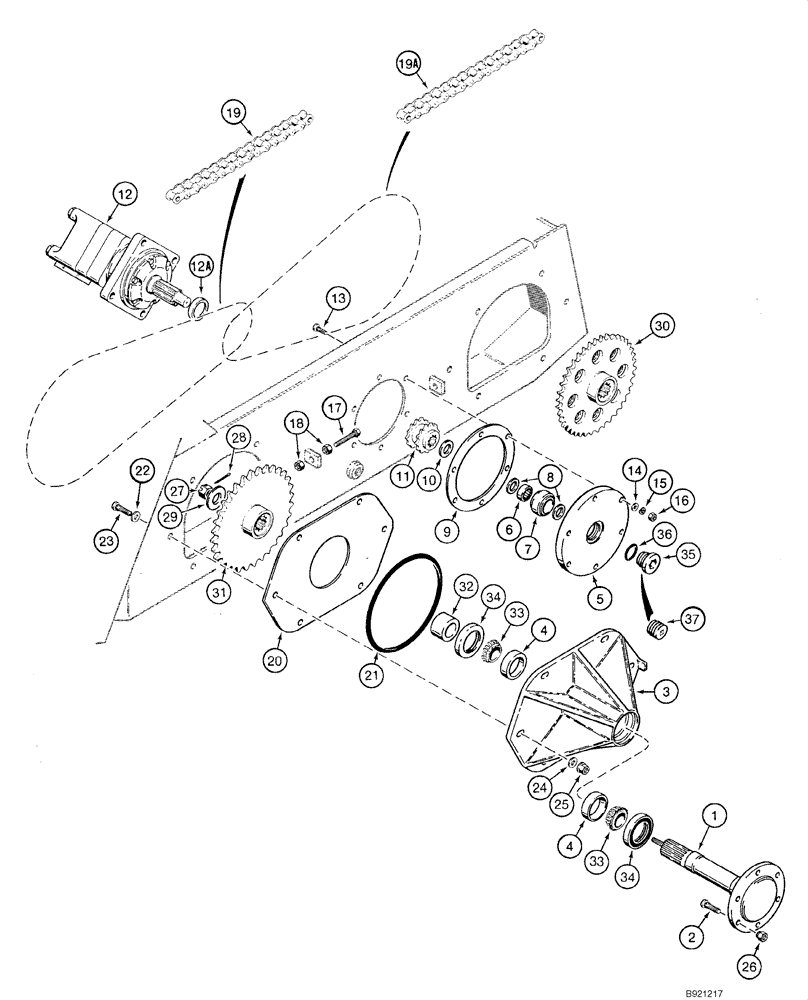 Схема запчастей Case 1840 - (06-12) - AXLES - DRIVE CHAINS, - JAF0098608 (06) - POWER TRAIN