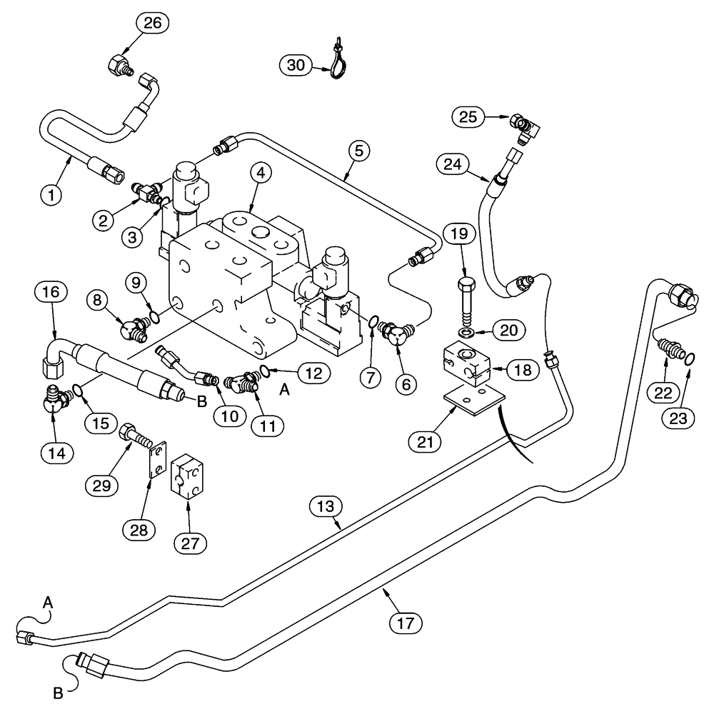 Схема запчастей Case 90XT - (08-45) - HYDRAULICS, ATTACHMENT HIGH FLOW, GEAR, NORTH AMERICAN MODELS -JAF0320049, EUR. MODELS -JAF0274261 (08) - HYDRAULICS