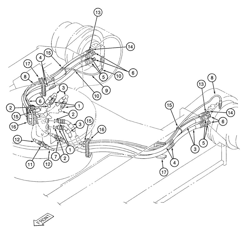 Схема запчастей Case 9050 - (6-16) - TRACK DRIVE HYDRAULIC CIRCUIT, SWIVEL TO TRACK DRIVE MOTORS (06) - POWER TRAIN