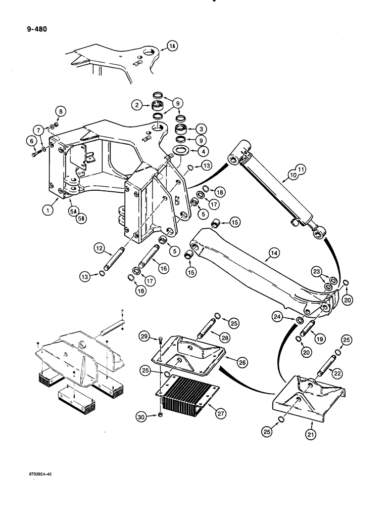 Схема запчастей Case 580K - (09-480) - BACKHOE MOUNTING FRAME AND STABILIZERS (09) - CHASSIS/ATTACHMENTS