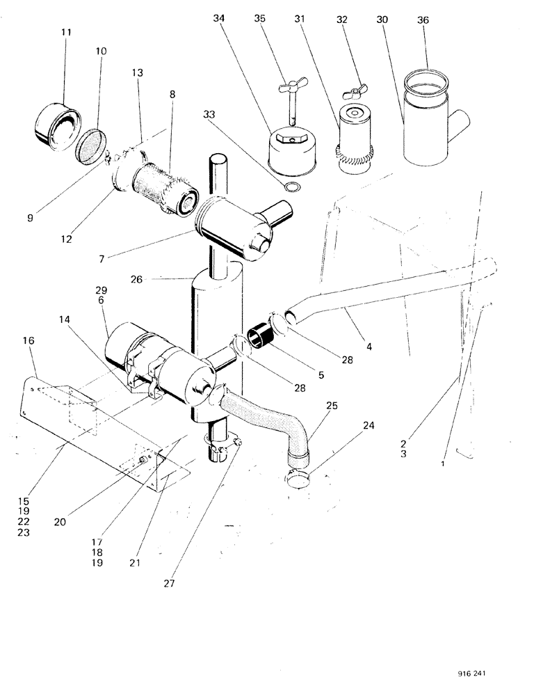 Схема запчастей Case 580F - (052) - AIR CLEANER AND MUFFLER, UP TO NO 3.701.949, DC (10) - ENGINE