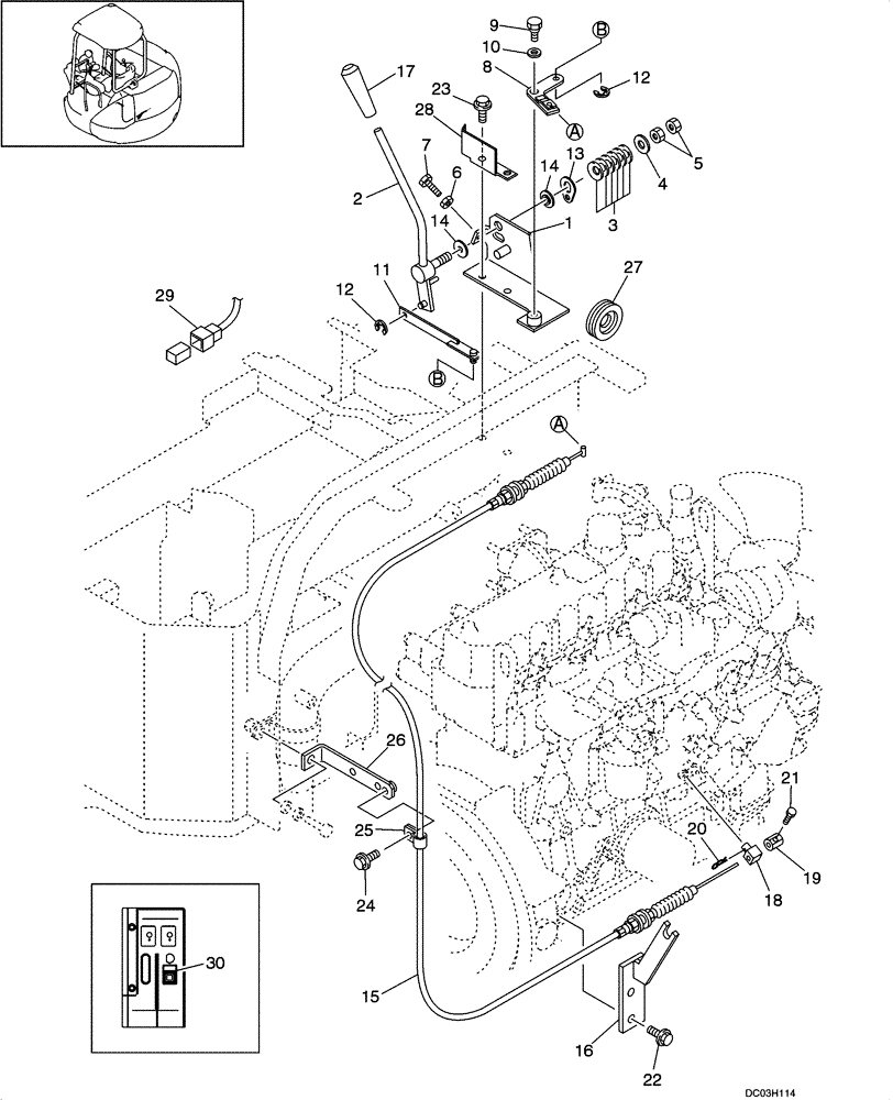 Схема запчастей Case CX47 - (02-04[00]) - ENGINE, CONTROL ASSY WITHOUT DECELERATION (02) - ENGINE