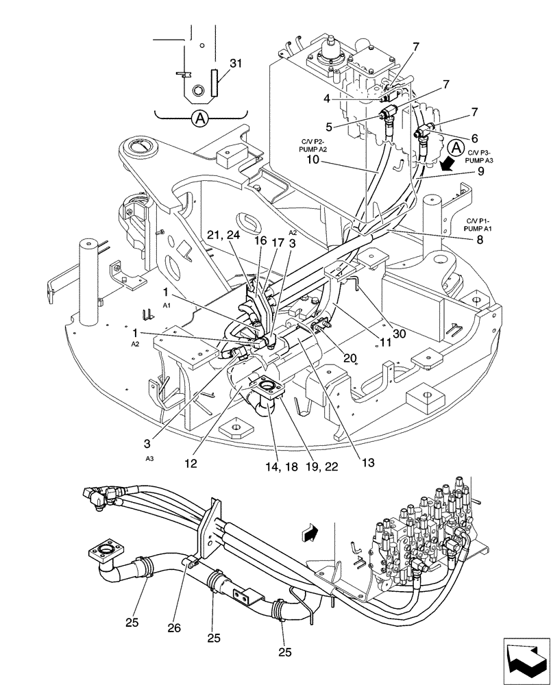 Схема запчастей Case CX36B - (01-035[00]) - HYD LINES, PUMP (35) - HYDRAULIC SYSTEMS