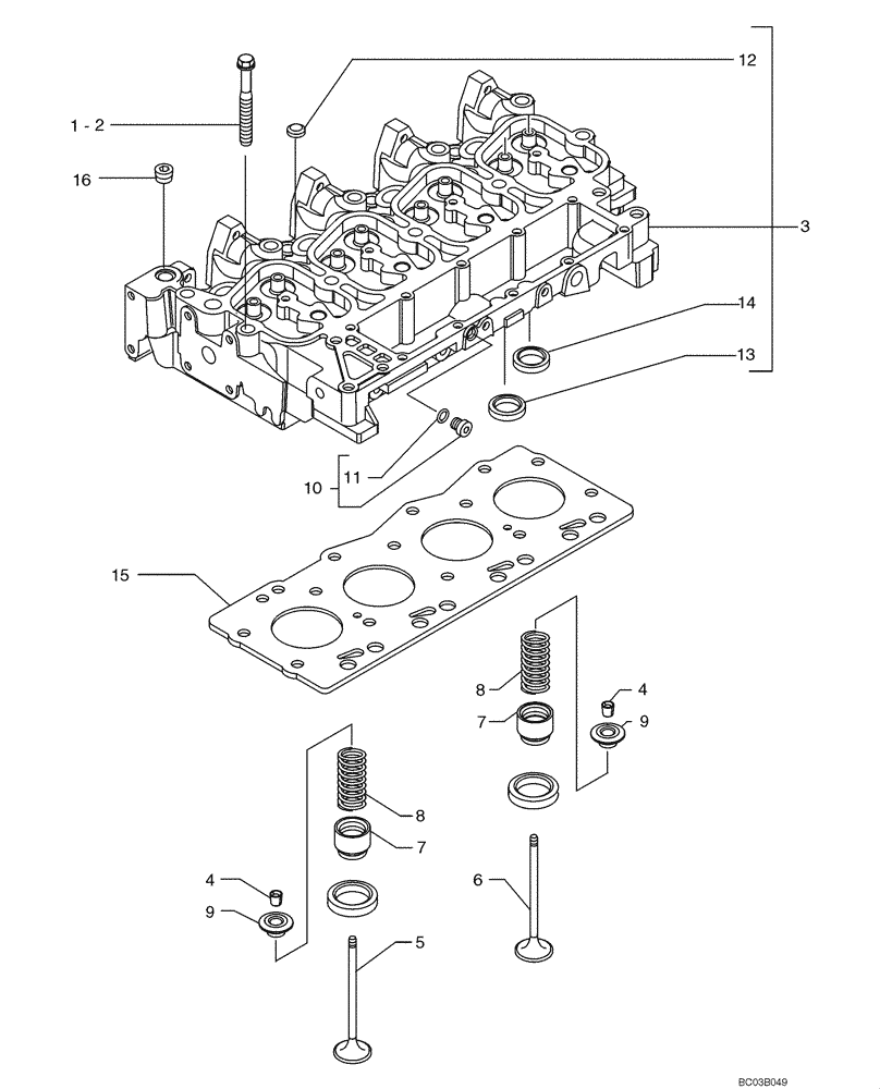 Схема запчастей Case 521D - (0.060[01]) - CYLINDER HEAD (02) - ENGINE