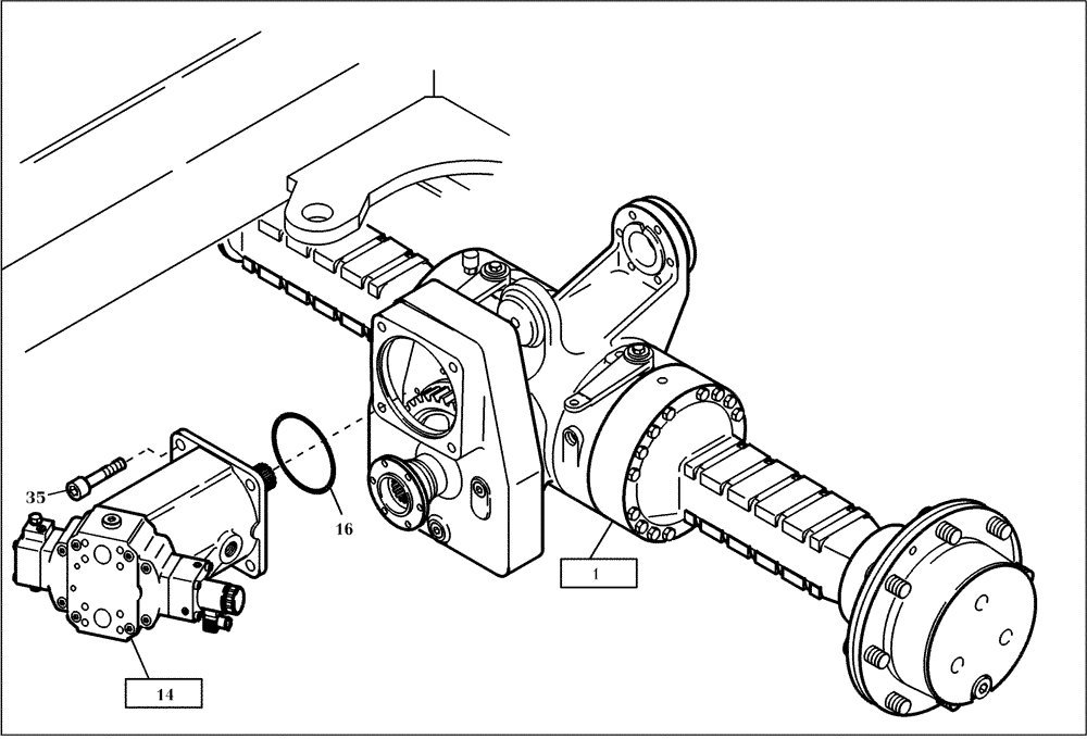 Схема запчастей Case 321D - (02.020[001]) - REAR AXLE INSTALLATION STANDARD (S/N 591052-UP) No Description