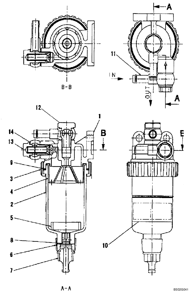 Схема запчастей Case CX225SR - (03-03) - WATER SEPARATOR ASSY (03) - FUEL SYSTEM