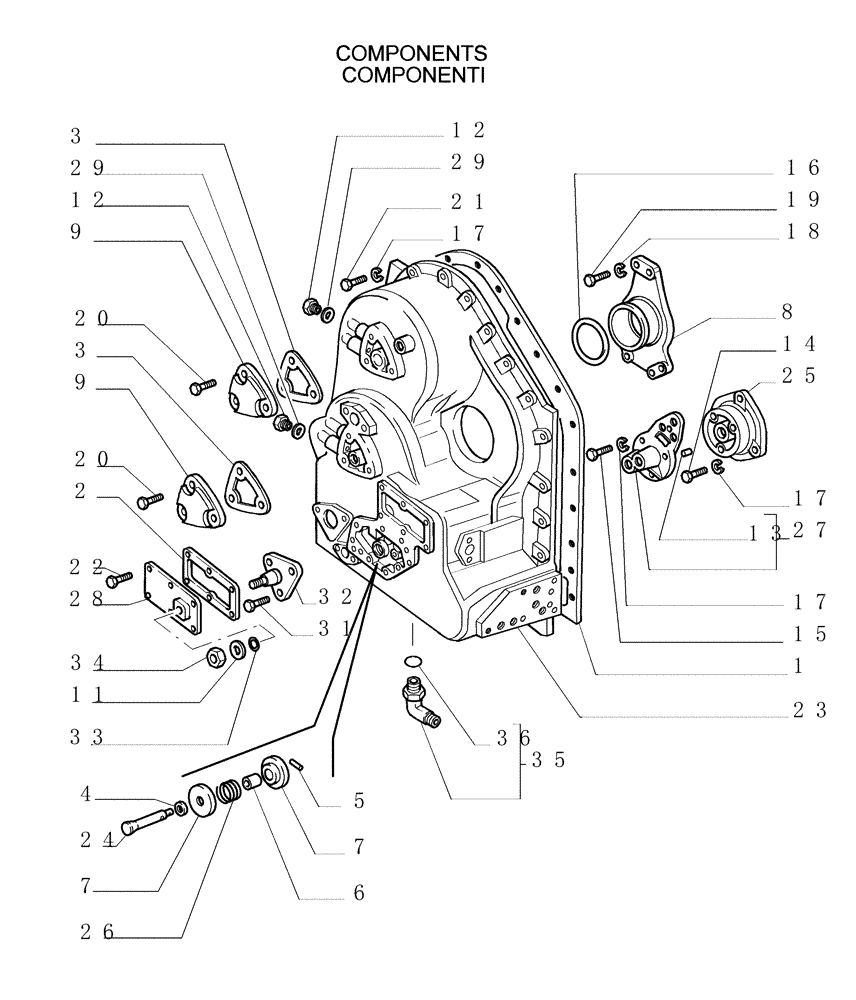 Схема запчастей Case 1850K LT - (1.211[03]) - TRANSMISSION - HOUSING (29) - HYDROSTATIC DRIVE