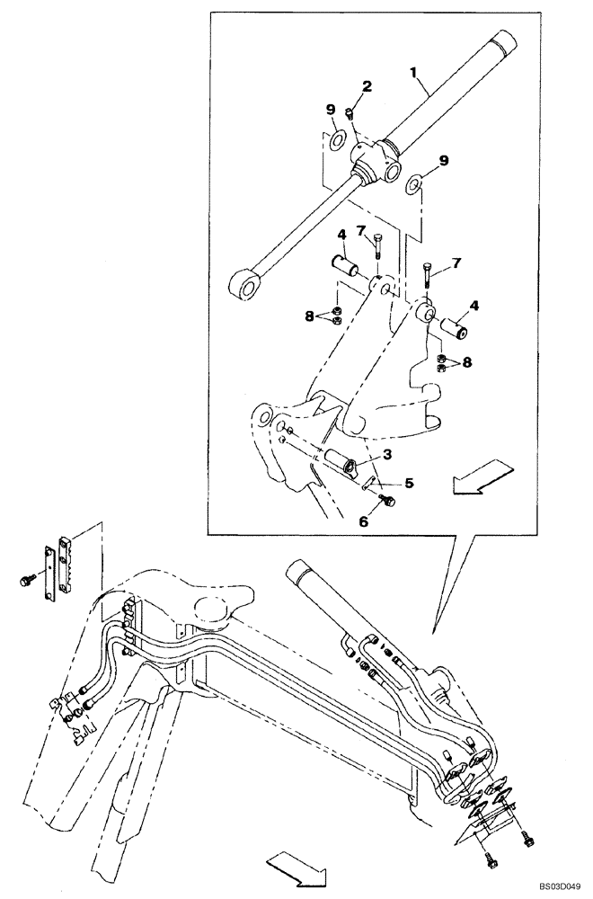 Схема запчастей Case CX75SR - (09-47) - ARM CYLINDER MOUNTING - MODELS WITH OFFSET BOOM (09) - CHASSIS/ATTACHMENTS